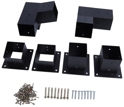 Generic 15 Degree 3 Way Slanted Roof Pergola Bracket Set Durable Pergola Mounting Bracket Kit for 4x4in Wood Posts, Easy Installation for Home Outdoor Canopy Alloy Steel Black