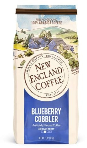New England Coffee Blueberry Cobbler Medium Roast Ground Coffee, 11oz Bag (Pack of 1)