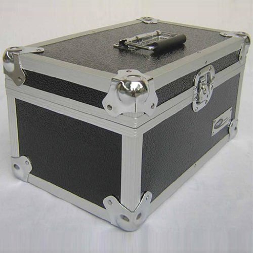 Vinyl Record 200 LP DJ Case 7'' Aluminium Lockable Storage Case (Black)