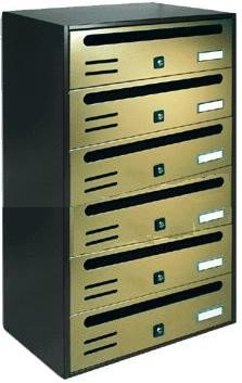 ALUBOX CUBO Briefkastenanlage 6 Fächer 63x38,5x25 cm aus Verzinktem Blech Horizontale Briefkastenanlage für Außen- und Geschützten Innenbereich (Anthrazit mit antiken Bronzetüren)