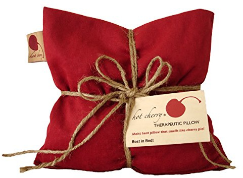 Square Red Denim Microwavable Cherry Pit-Stone Pillow, Hot/Cold Compress