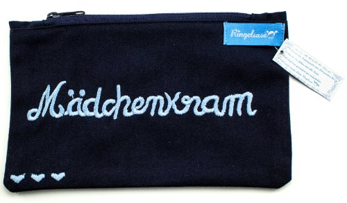 Ringelsuse - originelles Kosmetiktäschchen Mädchenkram Schminkbeutel Schminktasche Kosmetiktasche für Mädchen Damen Frauen, 12 x 20 cm, 100% Baumwolle Fairtrade dunkelblau