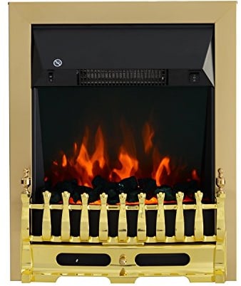 HOMCOM Elektrokamin Kamin Kaminofen Elektrischer Standkamin Flammeneffekt 1000/2000W 48,2 x 18,5 x 59,2 cm Gold
