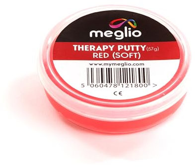 Meglio Hand Therapieknete 57g – Handrehabilitation & Regeneration, Weiche Handübungsmasse für Muskelaufbau und Stressabbau, Variable Widerstandsstärke | Rot
