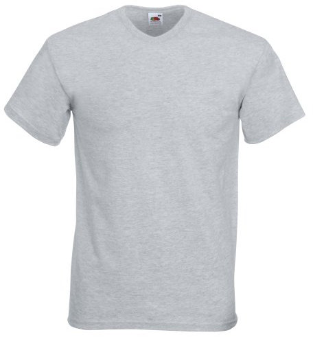 Fruit of the Loom Mens Valueweight V-Neck, Short Sleeve T-Shirt (4XL) (Heather Grey)