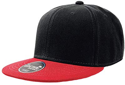 Atlantis Snap Back Flacher Schirm 6 Panel Kappe (Einheitsgröße) (Schwarz/Rot)