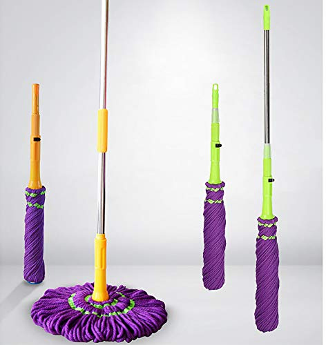 360 Degree Twist Floor Mop, Stainless Steel Handle Hands Free Retractable Mop with Cotton Yarn Head for Household Cleaning