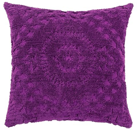 Better Trends Rio Collection is Super Soft and Light Weight in Floral Design 100% Cotton Tufted Unique Luxurious Machine Washable Tumble Dry, Euro Sham, Plum