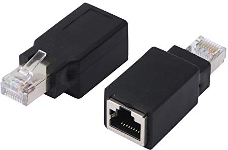 CERRXIAN Adaptador cruzado Ethernet RJ45, adaptador Ethernet CAT6 macho a hembra, utilizado para proteger el conector nativo del dispositivo (recto)