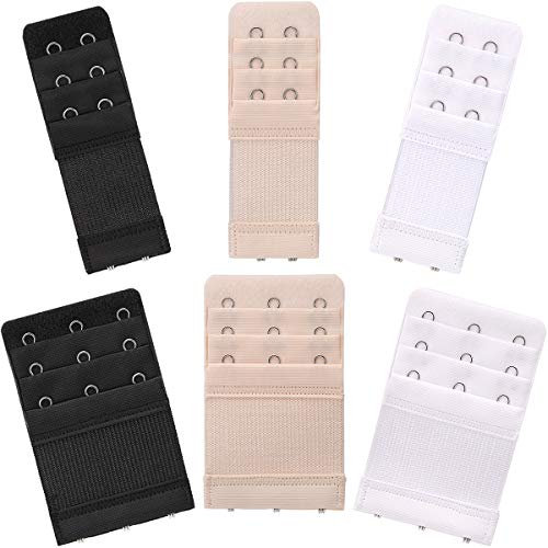 Akstore 6 Pieces Women's Soft Comfortable Elastic Bra Extenders Extension Strap 2 Hook 3 Row Lady's Band (Multicolors-2hook+3hook), One Size