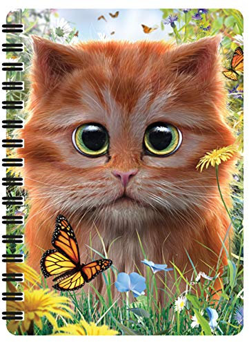 3D LiveLife Jotter - Ingwer-Kätzchen von Deluxebase. Linsenförmiges 3D Cat A6 Spiralblock. Ein liniertes Notizbuch mit Kunstwerken, die vom bekannten Künstler David Penfound lizenziert wurden