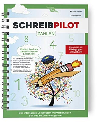 Schreibathlet: Schreiblernheft für ABC-Schützen mit vorgeprägten Zahlen und kleinen Rechenaufgaben (Schreibpilot Zahlen) | Inkl. Bleistift und Radiergummi [deutsch]