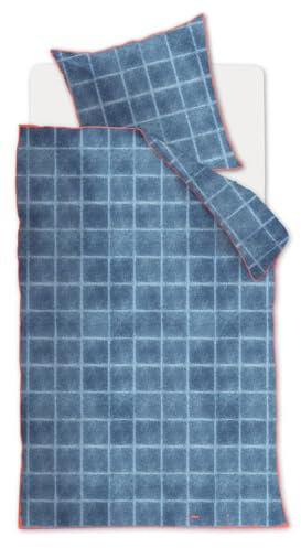 at home Bettwäsche-Garnitur Denim Farbe Blue Größe 155x220+80x80cm Kariert Karo Blau