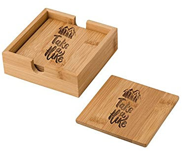 Set De 4 sous-Verre Personnalisables - Dessous De Verres Carrés en Bambou À Personnaliser - Idée Cadeau (Shogun)
