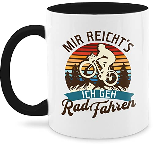 Tasse Tassen 325ml - Radsport - Mir reicht's ich geh Rad fahren - Mountainbike Geschenk Fahrrad - 325 ml - Schwarz - geschenke für fahrradbegeisterte rennrad räder kaffeetassen hobby vintage mug