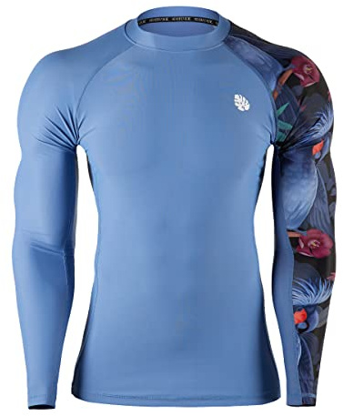 HUGE SPORTS Schwimmshirt Badeshirt Rashguard-Shirts Herren Langarm UPF 50+ | UV Sonnenschutz Elastisches Gewebe Atmungsaktiv Schnelltrocknend Leicht für Schwimmen Surfen Wassersport Radfahren Wandern