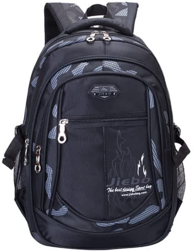 SOMBLG Jungen Schultasche Teenager Schulrucksack Jugendliche Rucksack Schule Daypacks Kinder Groß Schulranzen Wasserdicht (Schwarz)