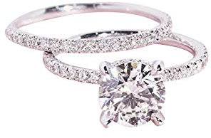 ROMIDA Damen Diamantring - 925 Silber Ringe mit Diamant und Zirkonia - Paaringe & Eheringe - Frauen Geburtstagsgeschenk