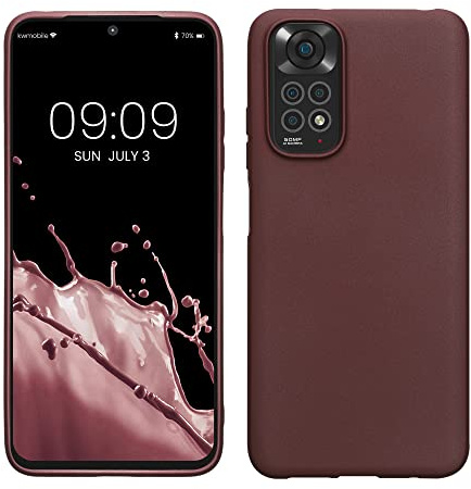 kwmobile Handyhülle kompatibel mit Xiaomi Redmi Note 11 / Note 11S Hülle - weiche Silikon Case metallisch schimmernd in Metallic Tawny Red