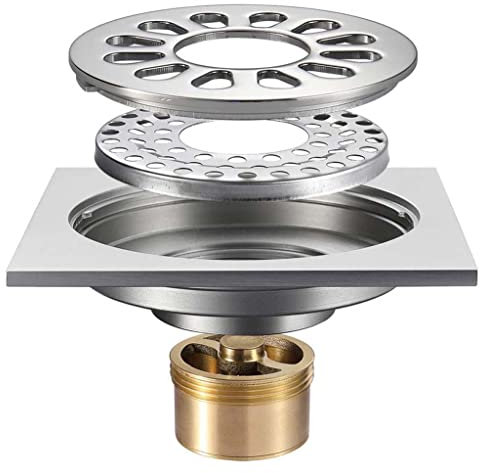 TJH 100 * 100mm Salle De Bains Déodorant Siphon De Sol Grand Déplacement Anti-Retour Chrome-plaqué Siphon De Sol en Cuivre Convient Aux Salles De Bains, Garages, Etc.