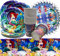61Stück Meerjungfrau Geburtstags Partygeschirr,Arielle Partyzubehör Pappteller Set, Set einschließlich Tischdecke Teller Becher Servietten zum babyparty,Hochzeiten,Jubiläums(20 Gäste)