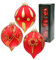 Lauschaer Christbaumschmuck - 3er Set Christbaumschmuck, Zwiebelform in Rot Glanz und matt, mundgeblasen und handdekoriert mit verschiedenen Motiven, mit Goldkrönchen, Größe Ø ca. 6 cm