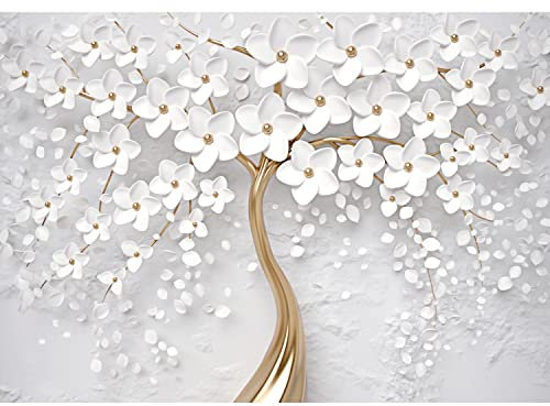 Runa Art Fotomurales Flores Abstracto 352 x 250 cm Fondo De Pantalla XXL Moderna Decoración De Pared Sala Cuarto Oficina Salón Blanco rosado 9553011a