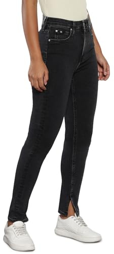 Calvin Klein Damen Jeans Hose High Rise Skinny Fit, Schwarz (Denim Black), 25W/32L