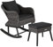 tectake® Poly Rattan Outdoor Schaukelstuhl mit Fußbank, Schaukelsessel mit Hocker, Sessel mit Sitzhocker als Gartenstuhl, Lounge Möbel Outdoor für Terrasse, Balkon, Garten - grau