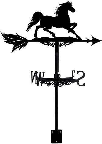 SUPERDANT Pferde Wetterhahn Garten Wetterfahne Windspiel Schmiedeeiserne Weather Vane Dach Richtungsschild Wetterfahnen Outdoor Bauernhaus Weathervane Dekoration Für Bauernhaus Garten Außenbereich Hof