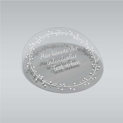 24 Stück Personalisierte transparente Aufkleber mit Wunschtext - 4,5 cm Runde Etiketten für Geschenke Weihnachtssticker Weihnachtsfeiertage (Blumenkranz)