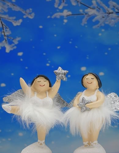 Pommerntraum ®| 2-er Set Dekorationsfiguren Sammlerfiguren Schutzengel Engelsfiguren Mollige Weihnachtsengel Mollyengel Nana-Engel Mollige Frauen