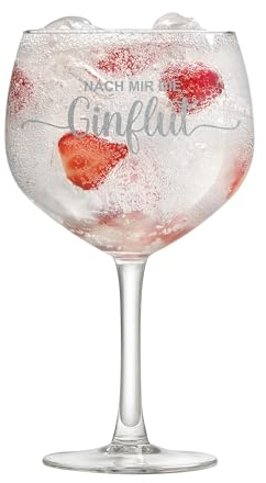 elbedruck Gin Glas Geschenk Set Flasche und Gläser mit Gravur Verschiedene Motive Cocktailglas Ginglas Ginset Geschenkbox Apothekerflasche Geschenkset (1 Glas)