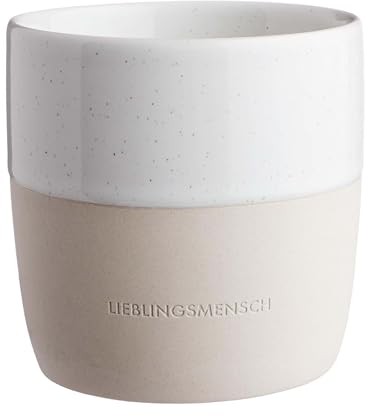 BUTLERS Tasse ohne Henkel 350ml Steingut Becher -Lieblingsmensch ME TIME- Mikrowellen- & spülmaschinenfester Kaffeebecher, ideal auch als Tee-, Latte Macchiato- oder Cappuccino Tasse