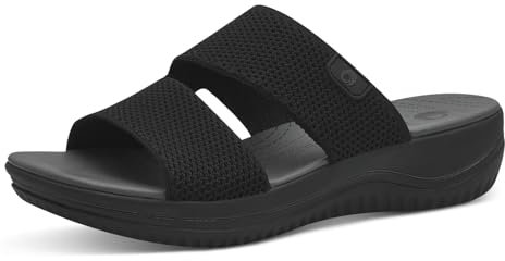 Jana Coshy Damen Hallux Pantolette mit Flexibler Sohle Elastisch, Schwarz (Black), 36 EU