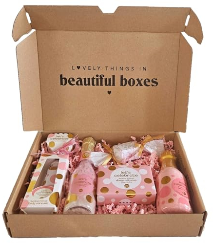 Geschenke.de Geschenk-Box Schön, dass es Dich gibt – Geschenk-Set für Frauen & Mädchen – Verwöhnen Sie mit Pflegeprodukten zum Muttertag und Geburtstag - für alle Hauttypen – 6 Pflegeprodukte