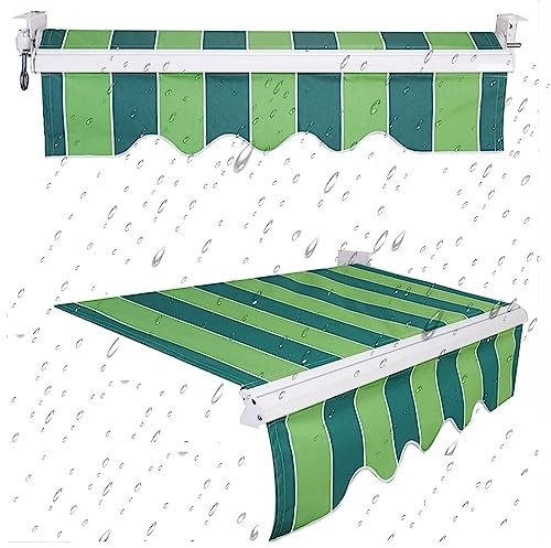 XSMYdpuk Manuelle Markise, Überdachung, Terrasse, Garten, Sonnenschutz, Schutzdach aus Stoff, Markisendach, Sonnenschutz, wasserdichtes Segeltuchgewebe für draußen/Balkon/Hof (Größe: 4,6 x 2,9 m, Far