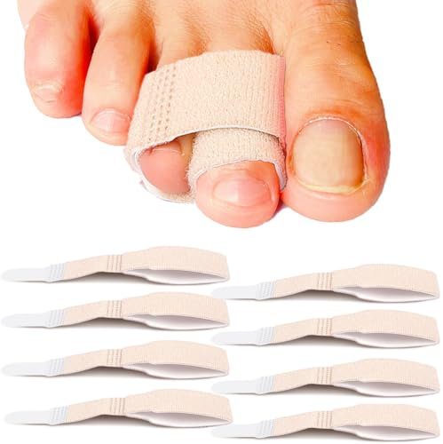 Reppkyh 8 Pieces Hammer Toe Wraps Toe Traps for Broken Toe, Fabric Toe Splint Toe Cushioned Bandages Finger Protectors Separators