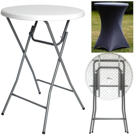 TRUTZHOLM Stehtisch Ø 80 cm wahlweise mit Husse Bistrotisch Partytisch Klapptisch Biertisch + Decke (Stehtisch inkl. Husse anthrazit)