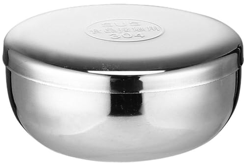 Hrippy Bol en Acier Inoxydable, Bol De Riz Cuit Coréen avec Couvercle, Bol De Riz Cuit À Vapeur Monocouche, Vaisselle Anti-Chute