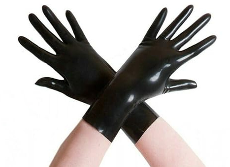 ABWL Schwarze Latexhandschuhe für Damen und Herren, Naturkautschuk, kurze Handschuhe, Cosplay, Kostüm, Party, Clubwear, Größe S