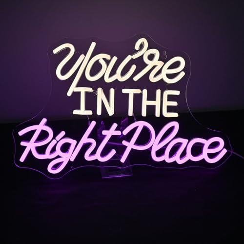 SIGNSHIP You're in The Right Place Neon Sign Salon Nails Decoration Welcome Sign for Beauty Salon Neon Lights Sign for Store Home Wall Decor Party Decor New Home Gift