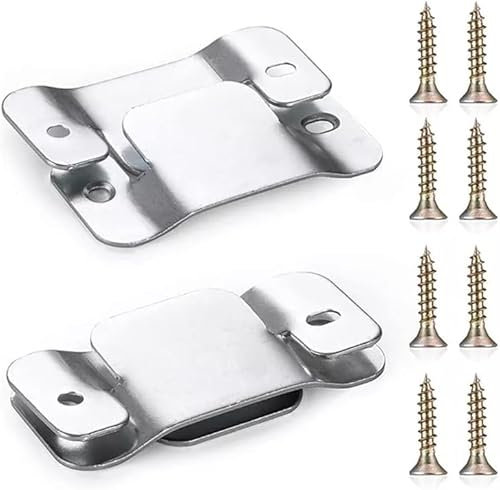 Universal Metal Connectors Set with Screws Sectional Interlocking Furniture Brackets Sofa Couch Beds Connector Clips Heavy Duty Metal Joiners Connecting (Metal, 4 Bed Brackets with Screws)