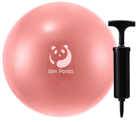 Slim Panda Gymnastikball Klein, 23 cm Pilates Ball mit Aufblasbarem Strohhalm, Soft Yoga Ball für Senioren Therapie, Hause, Fitness, Balance Training(Pink+Pump)
