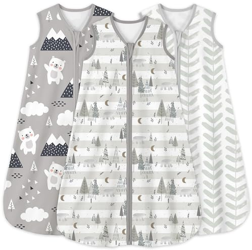Yoofoss Schlafsack Baby Sommer 0.5 Tog - 3er Pack 78cm/6-12 Monate 100% Baumwolle Sommerschlafsack Babyschlafsack 78 cm für Jungen Mädchen Neugeborene 6-12 Monate