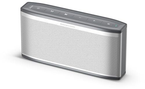 BOGASING Era S9 Pro Bluetooth Lautsprecher, 2-Kanal Musikbox mit Stereo-Sound, Dual passiven Radiatoren, 48h Wiedergabe, EQ, TF Karte, AUX, kabelloser Bluetooth Box für drinnen und Büro (Silber)