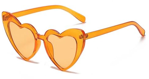 Orange Herzförmige Sonnenbrillen, Brille Orange, Geeignet für Partys, Maskeraden, Karneval und Bühnenauftritte