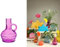 NaDeco Glasvase klein 'Lille', Höhe 10cm, Durchmesser 7 cm, viele Farben zur Auswahl | Glasflasche | Bunte Dekoflasche | Kleine Glas-Flaschen | Kleine Deko-Vasen | Deko-Blumenvase, Farbe:Fuchsia