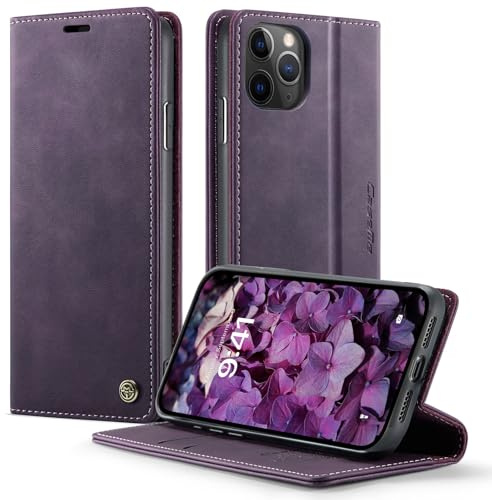owlhold iPhone 11 Pro Max hülle klapphülle Premium PU Leder, RFID Schutzhülle, Faltbare Ständer, Handytasche Lederhülle Kartenfach Standfunktion Handyhülle iPhone 11 Pro Max - Lila