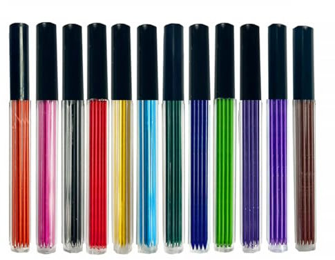 MROOFUL Minas de lápiz de 12 colores, 2 mm, 96 unidades, suministros de dibujo con plomo, rojo, azul, amarillo, verde, rosa, mina automática